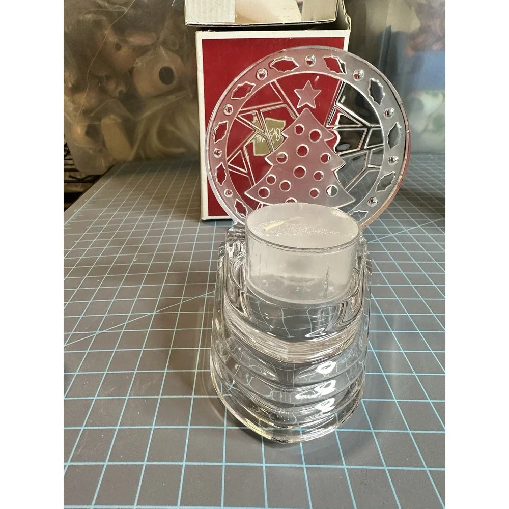 NIB Mikasa Lead Crystal Germany Holiday Glow Votive Holiday Candle Holder